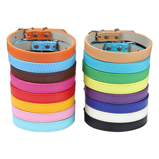 Pet premium PU leather collar, durable and moisture resistance