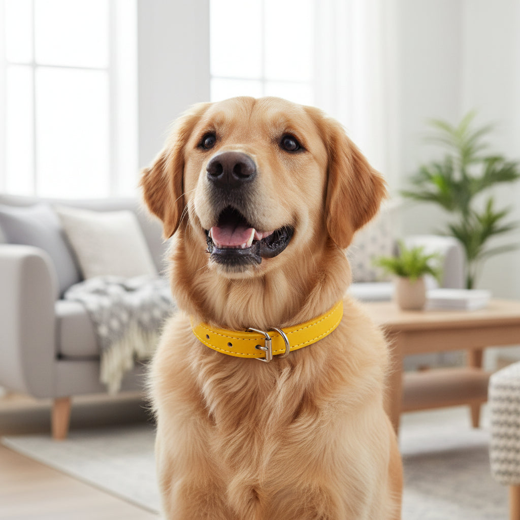 Pet premium PU leather collar, durable and moisture resistance
