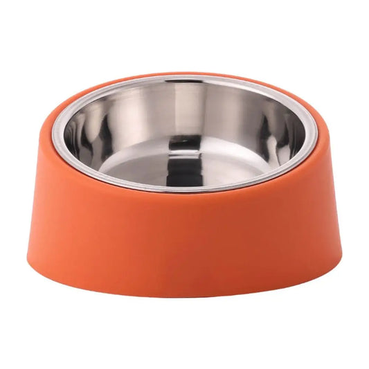 Stainless steel dog feeder with ergonomic neck protection design