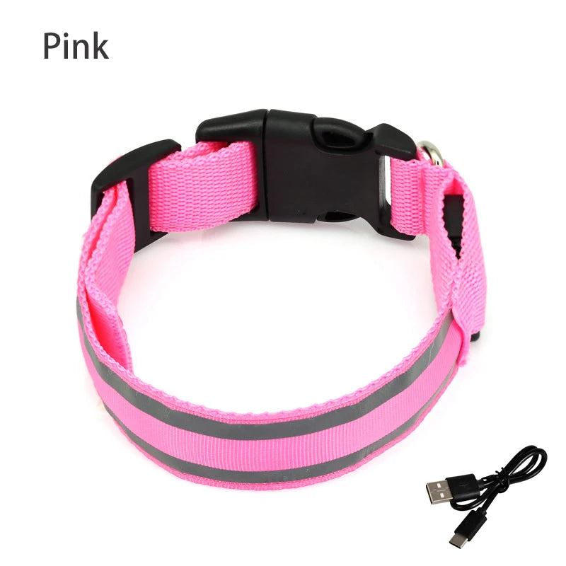 Luminous night safety USB rechargeable LED dog collar