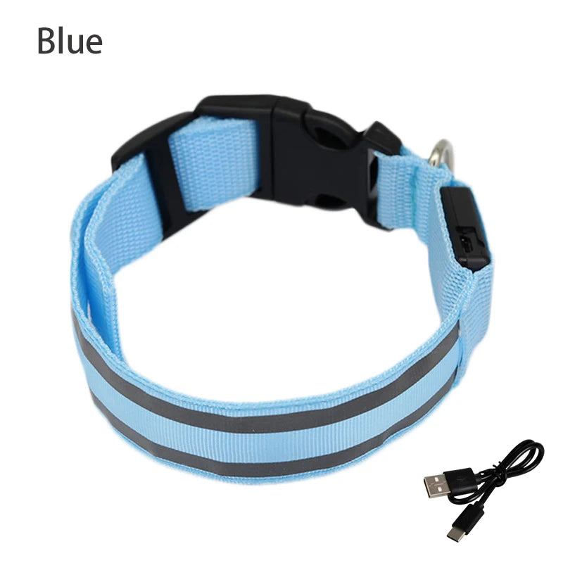Luminous night safety USB rechargeable LED dog collar