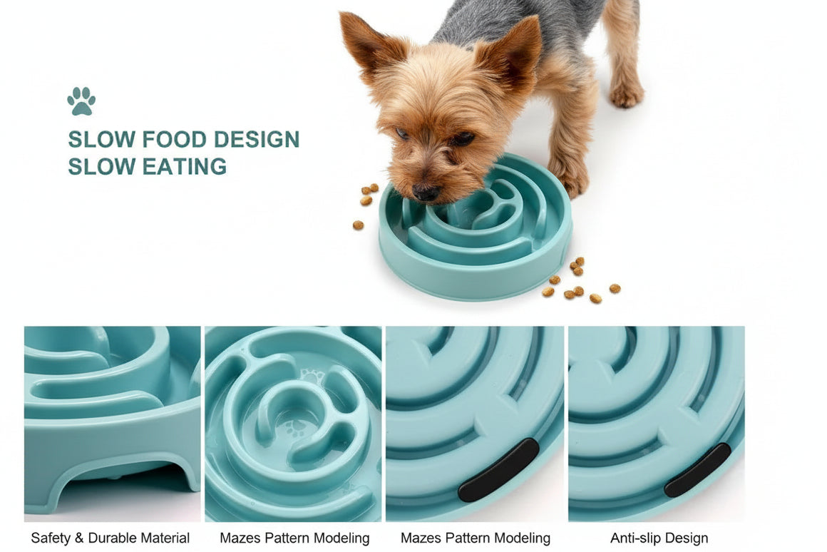 Plastic slow feeder bowl, non-Slip, maze design