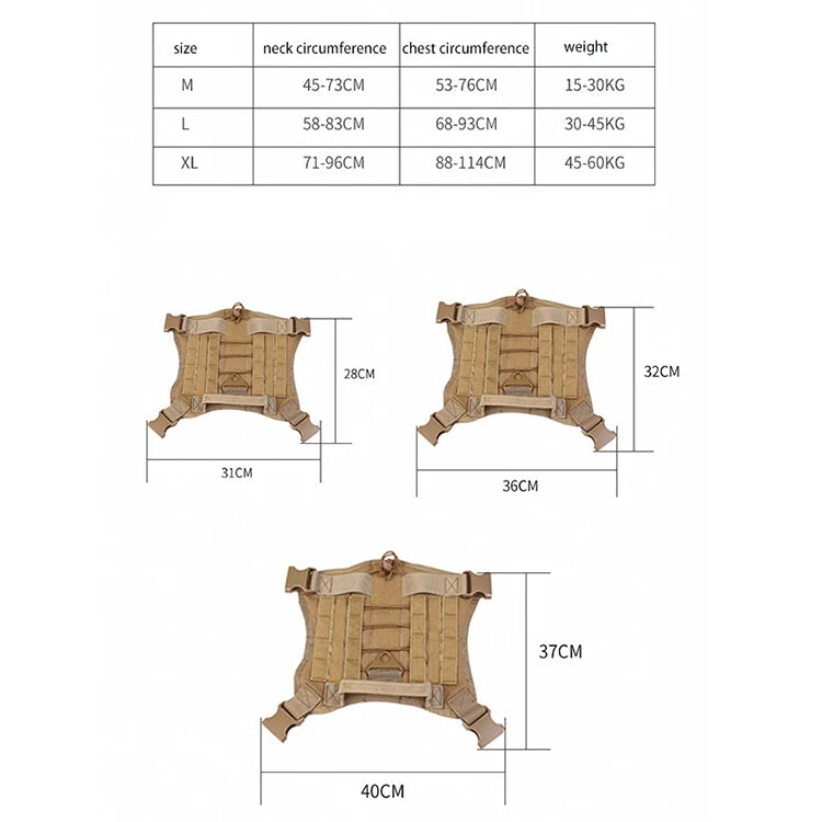 Adjustable tactical dog harness vest for medium to large dogs