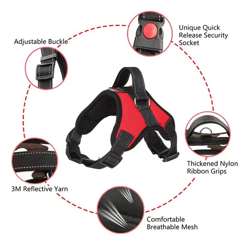 Saddle dog harness reflective adjustable