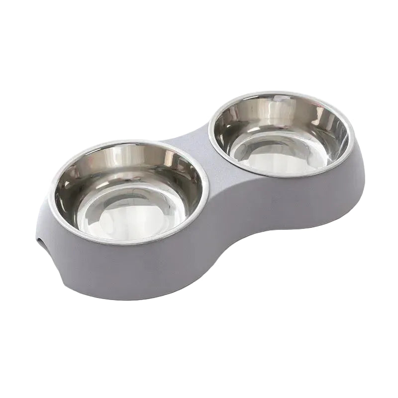 Double pet food bowl stainless steel with elevated design