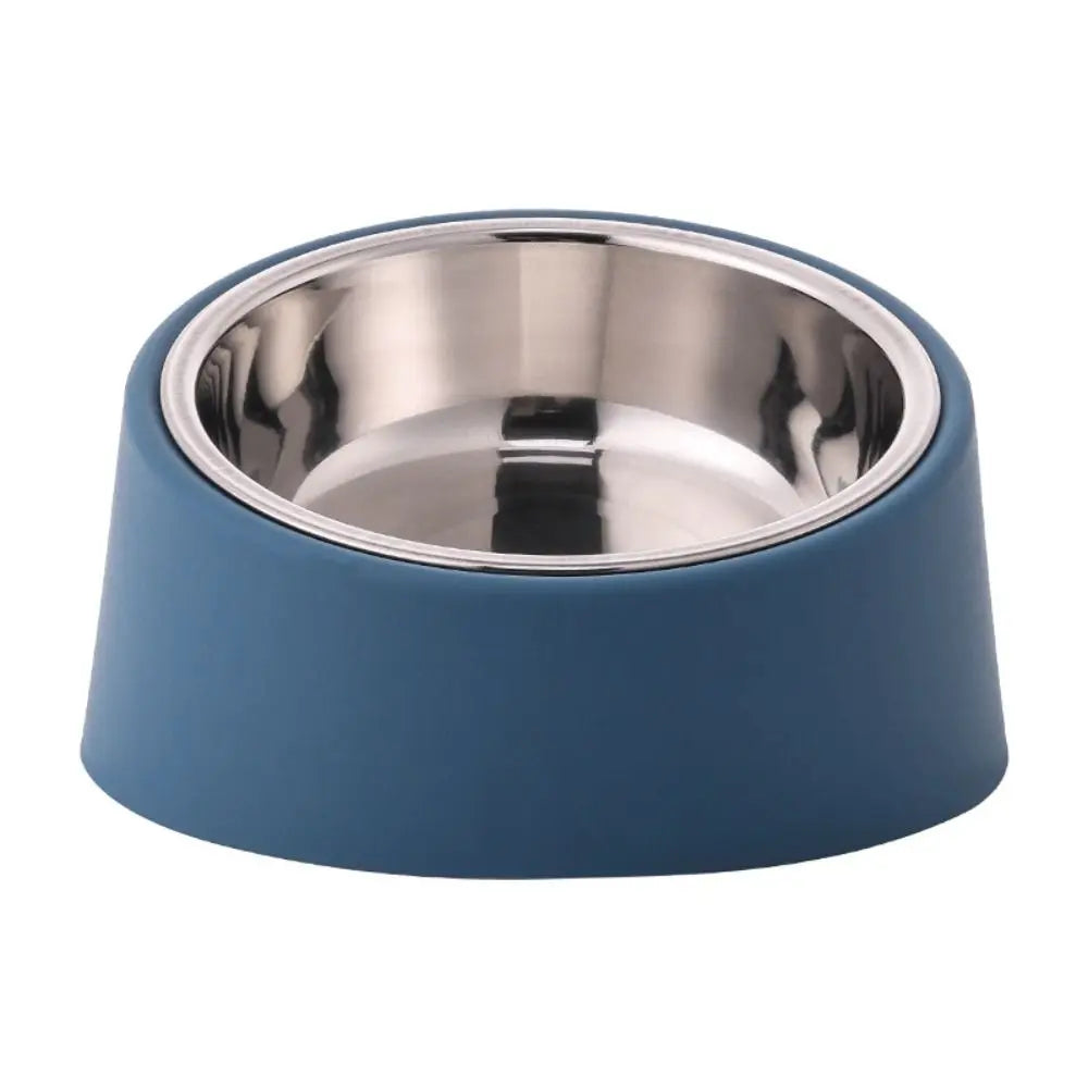 Stainless steel dog feeder with ergonomic neck protection design