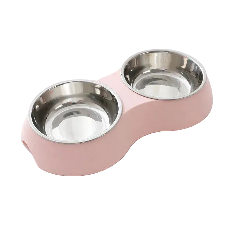Double pet food bowl stainless steel with elevated design