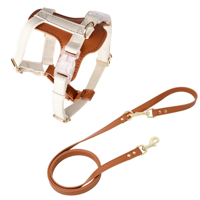 PU Leather harness & leash adjustable for small dogs and cats