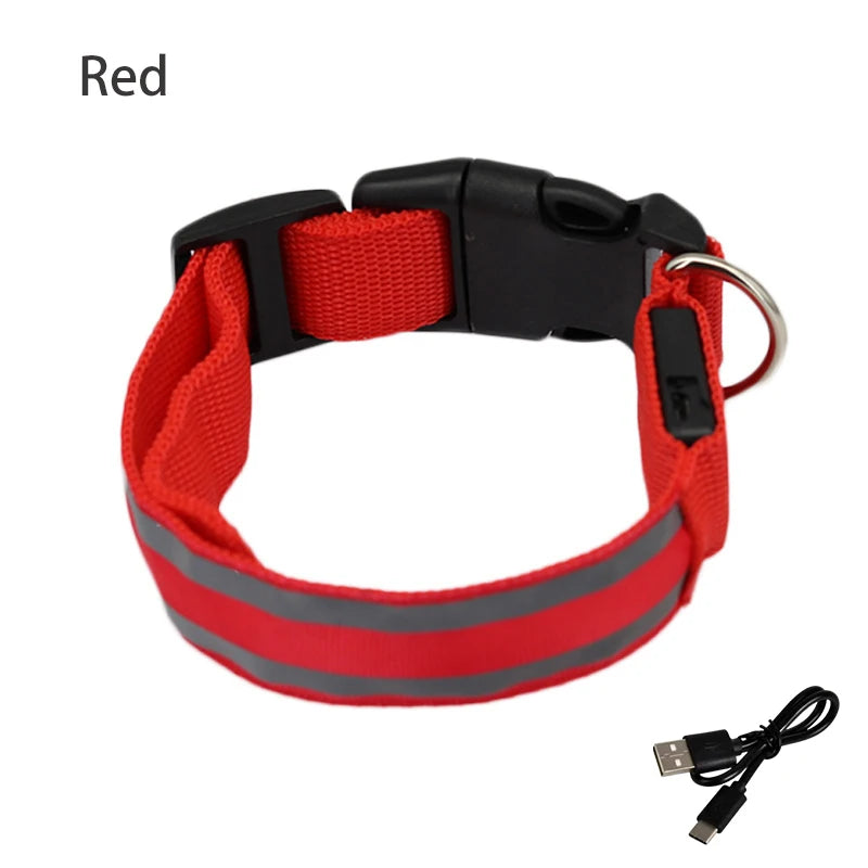 Luminous night safety USB rechargeable LED dog collar