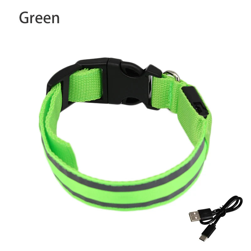 Luminous night safety USB rechargeable LED dog collar
