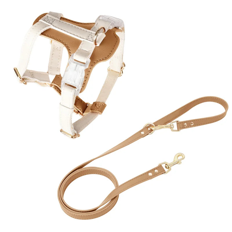 PU Leather harness & leash adjustable for small dogs and cats
