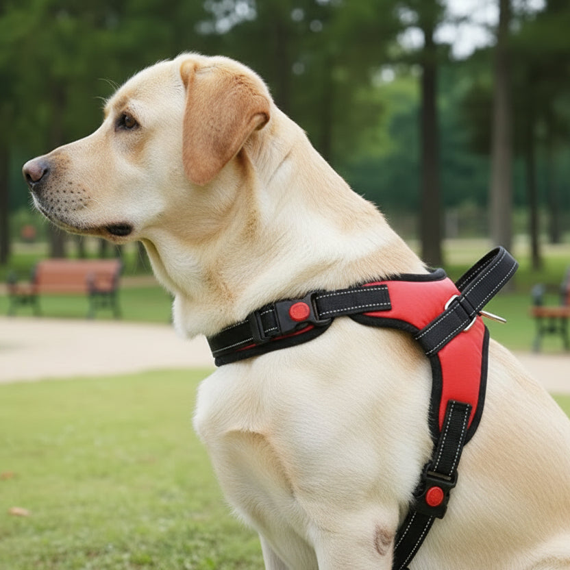 Saddle dog harness reflective adjustable