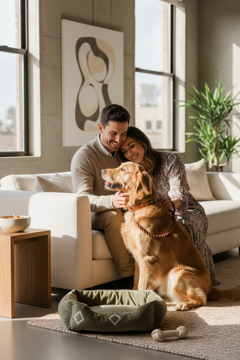 Our Story - Couple avec chien