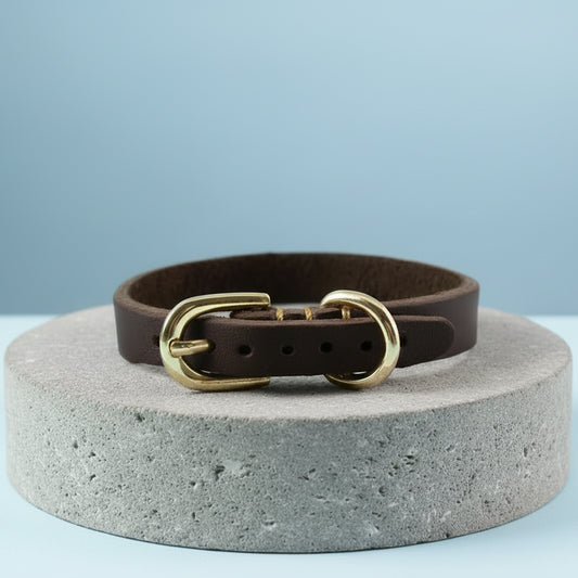 Adjustable genuine Leather dog collar for small Dogs