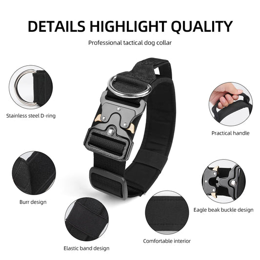 Durable metal buckle collars for medium to large dogs